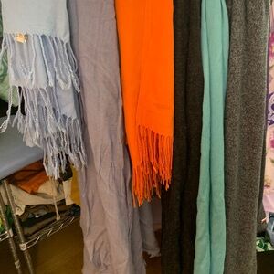 Assorted Lightweight Scarves - Blue, Orange, Gray, Teal